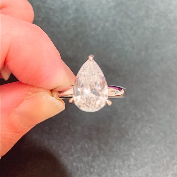 Diamonique Jewelry - Diamonique Pear Solitaire Platinum Clad